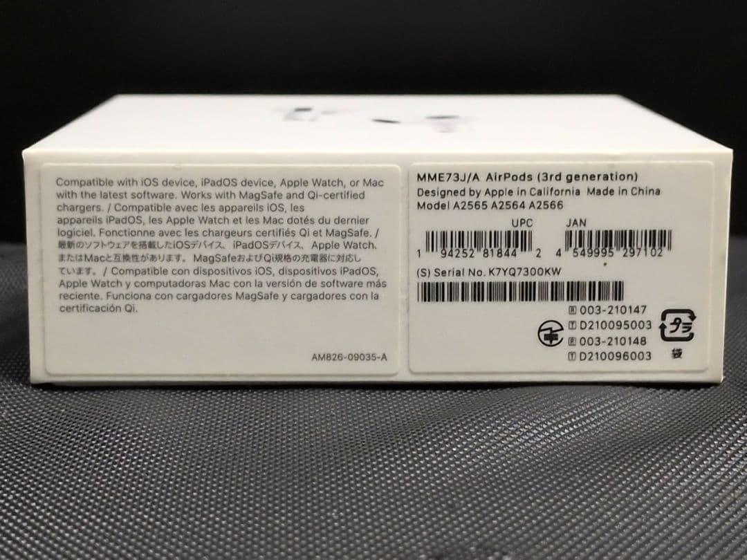 Apple AirPods第3世代 純正品 ワイヤレスイヤホン　M2655