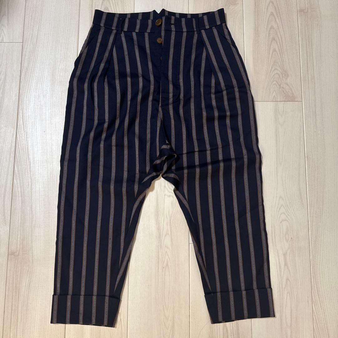 Vivienne Westwood スラックス 46サイズ ネイビー ストライプ