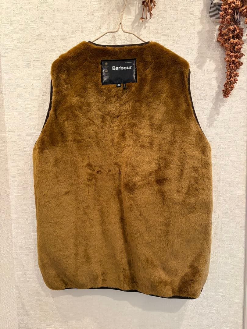 極美品　Barbour ファー ベスト 42 ブラウン