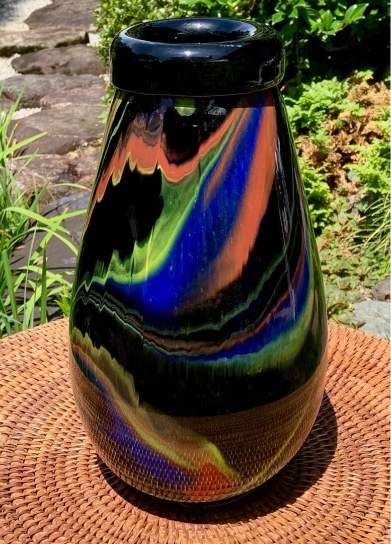 1980'S ミッソーニ ムラーノ製 ガラス ストライプ デザイン 花瓶