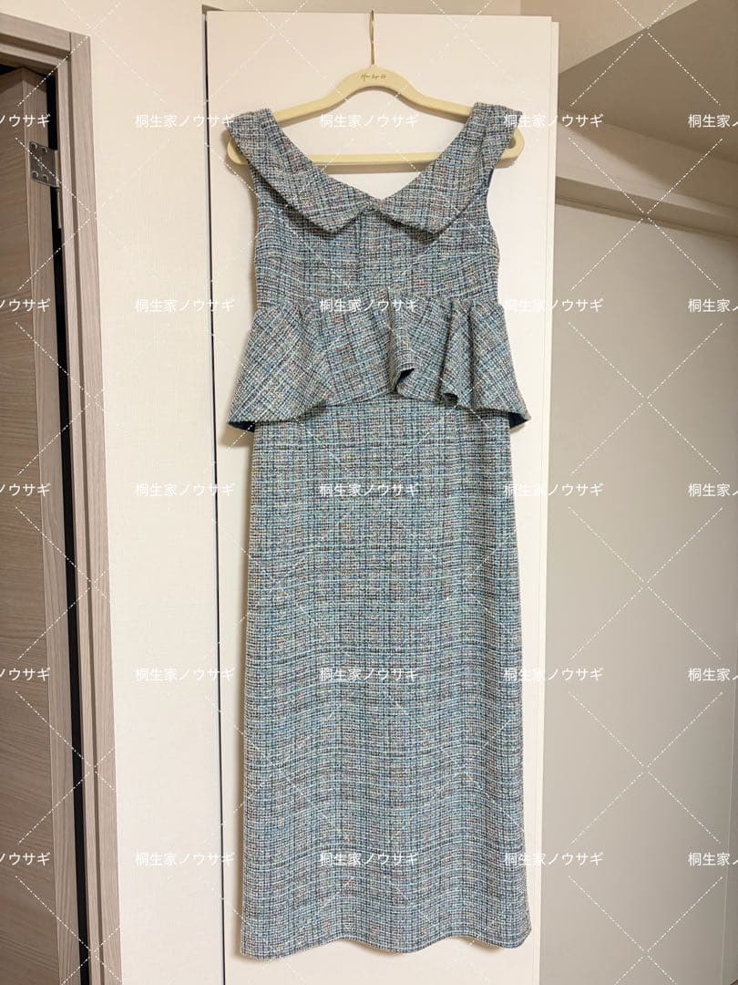 LILY BROWN（リリーブラウン） ツイードペプラムワンピース （BLU）