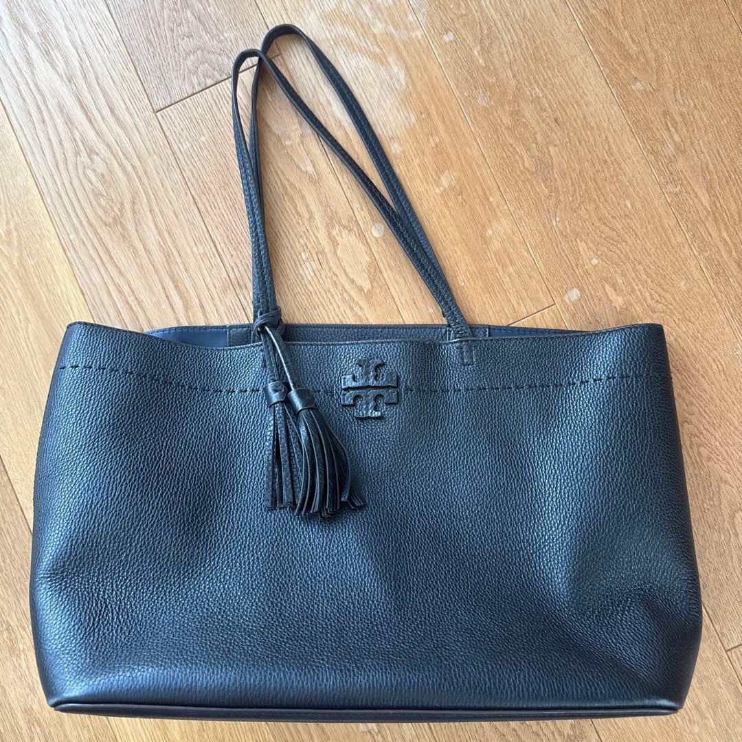 【MONOTOWN】トリーバーチ ブラックレザー トートバッグ