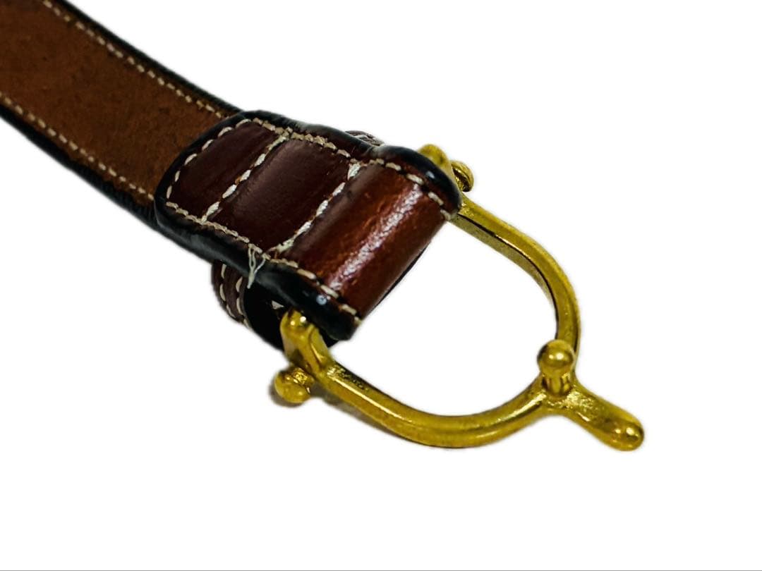 【美品】トリーレザー　レザーベルト　シュプールバックル　ブラウン　ハバナ