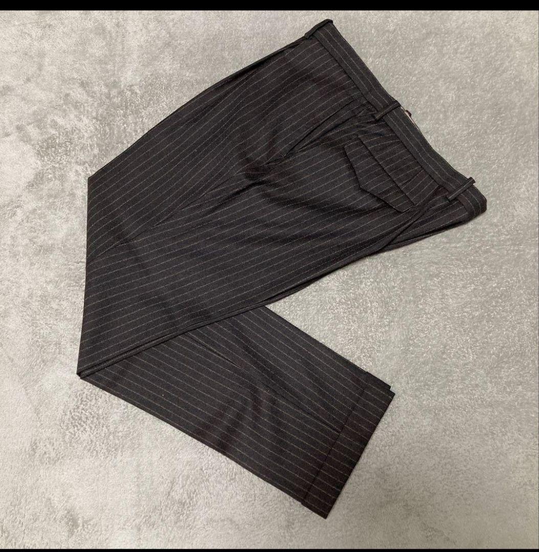 【美品】オリヒカ　スーツ　REDA イタリア製生地　ストライプ　ブラウン　XL