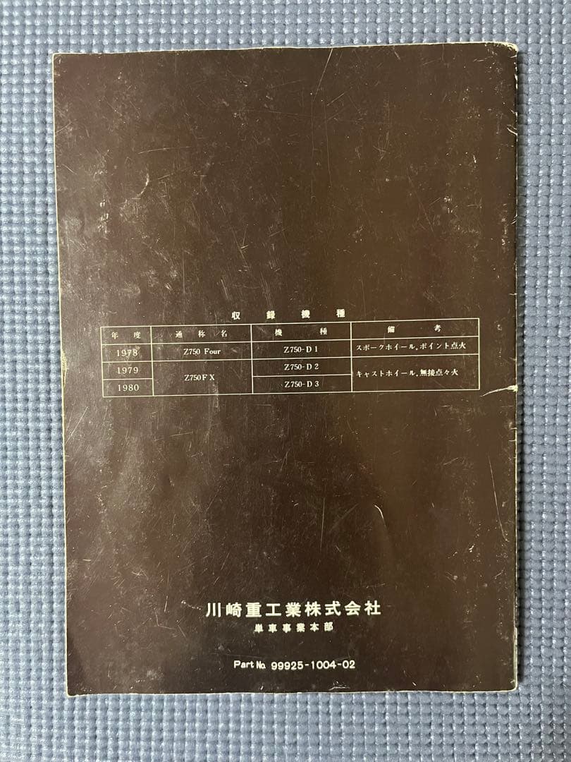 Kawasaki Z750 Four Z750FX サービスマニュアル