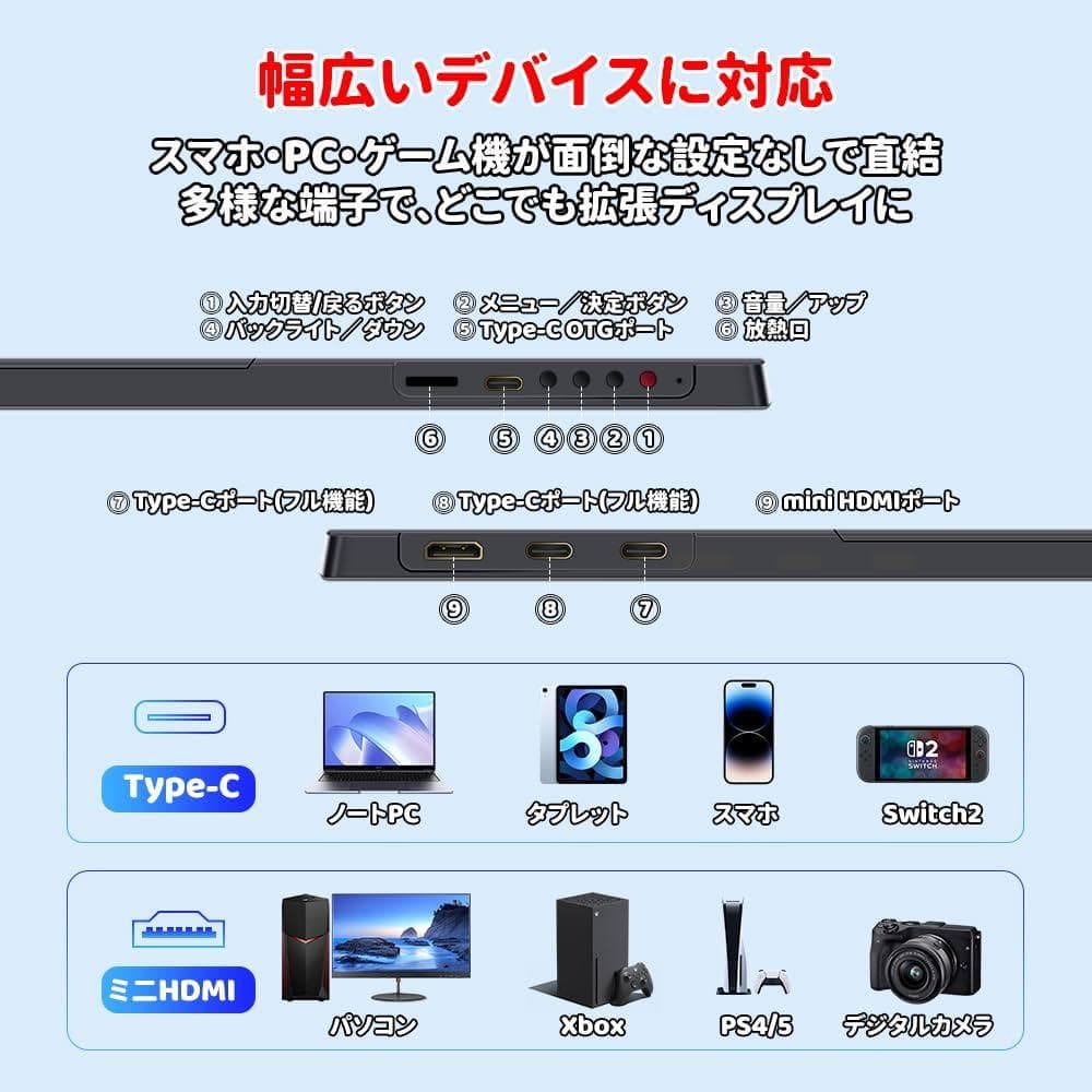 モバイルモニター 12.3インチ 2400x1600 Switch2ドック不要