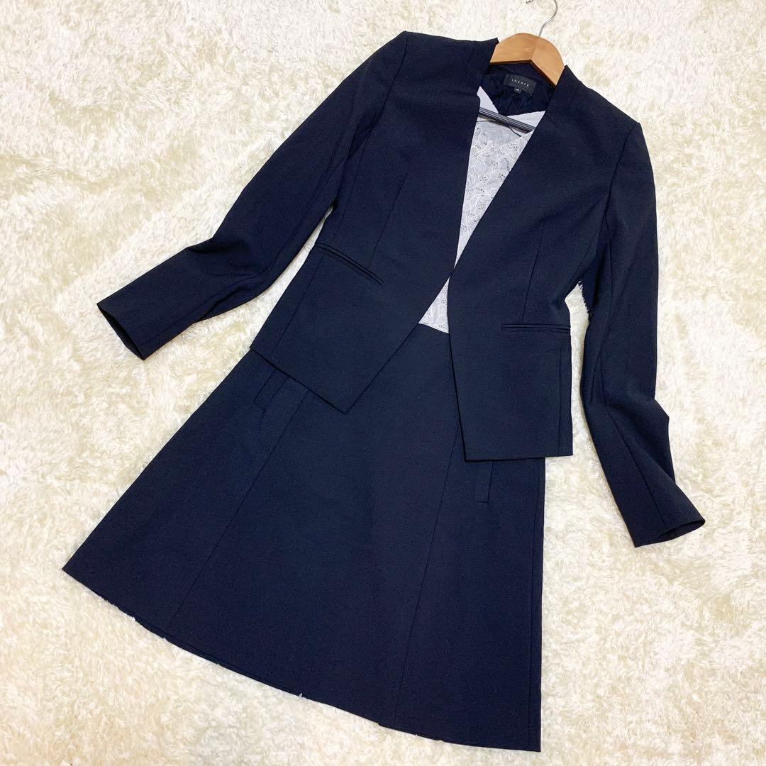 Theory ノーカラースーツ スカート 黒