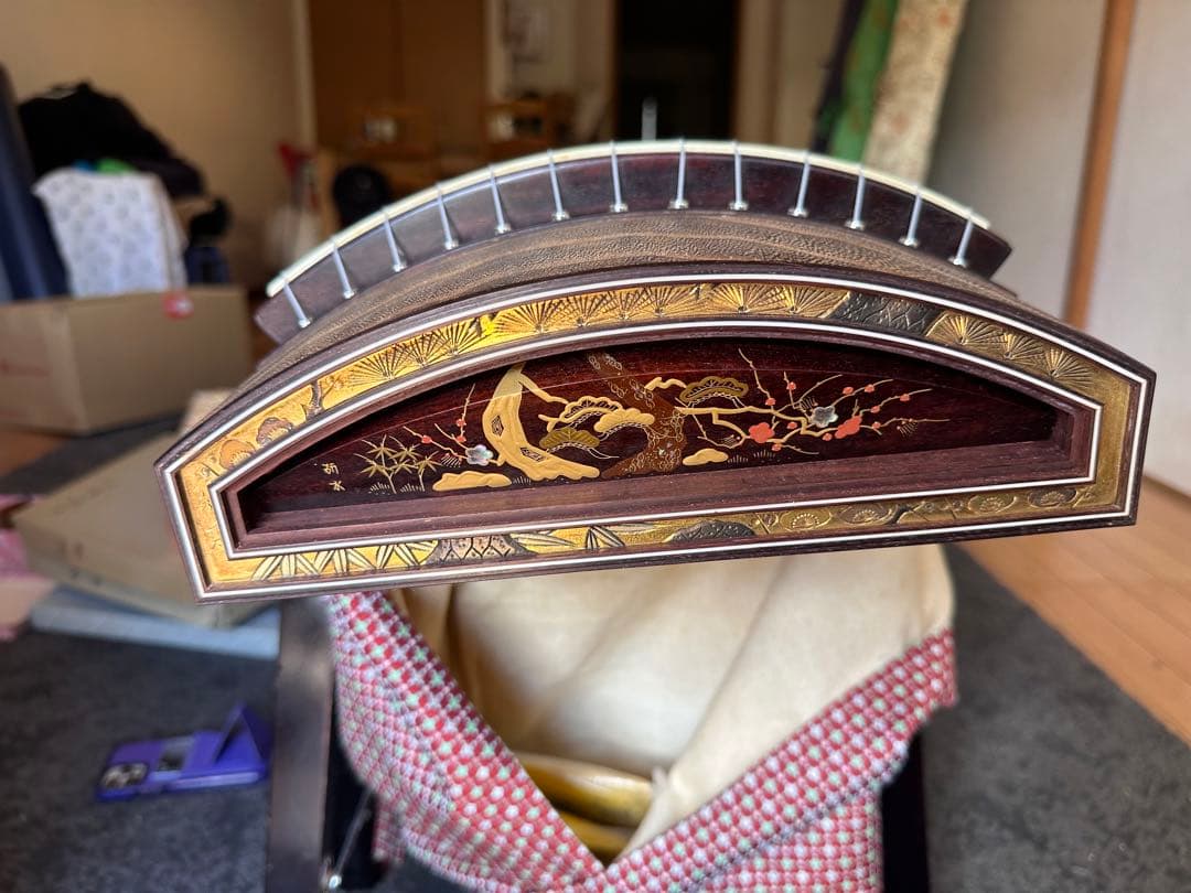 くり甲　お箏　お琴　綾杉彫　蒔絵　高級品　サトウ楽器　生田流