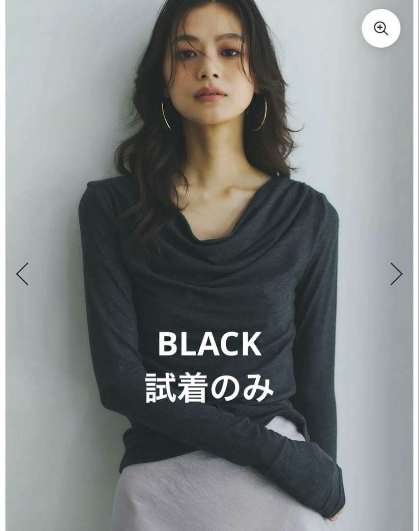 anuans ギャザードレープカットトップス BLACK