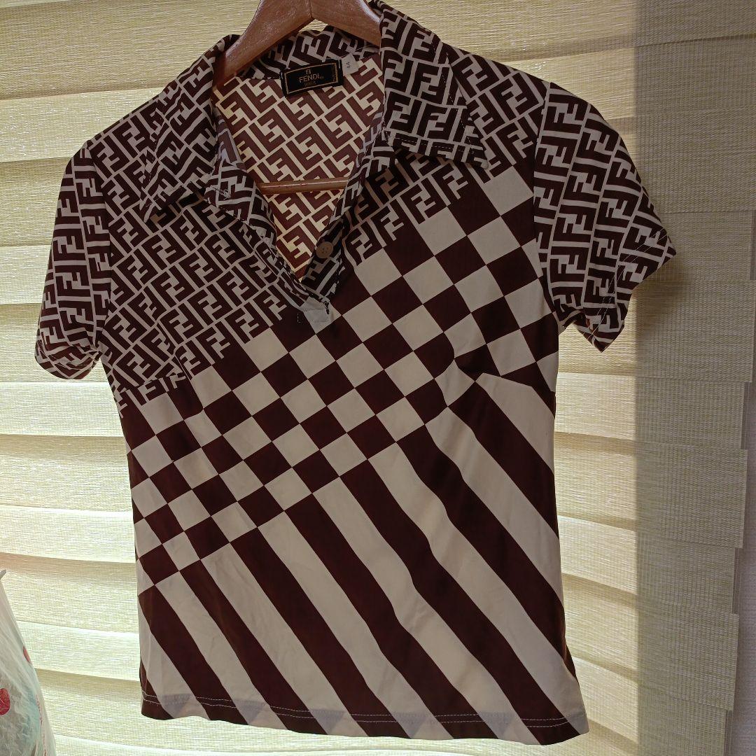 Fendi フェンディ　ロゴポロシャツ 44　ズッカ柄　中古