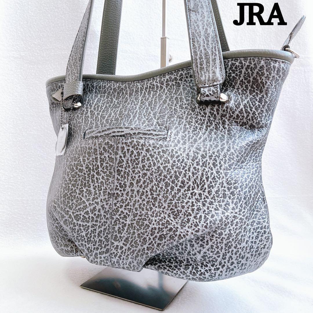 未使用級 希少JRA エレファント ハンド ショルダーバッグ 2way グレー象