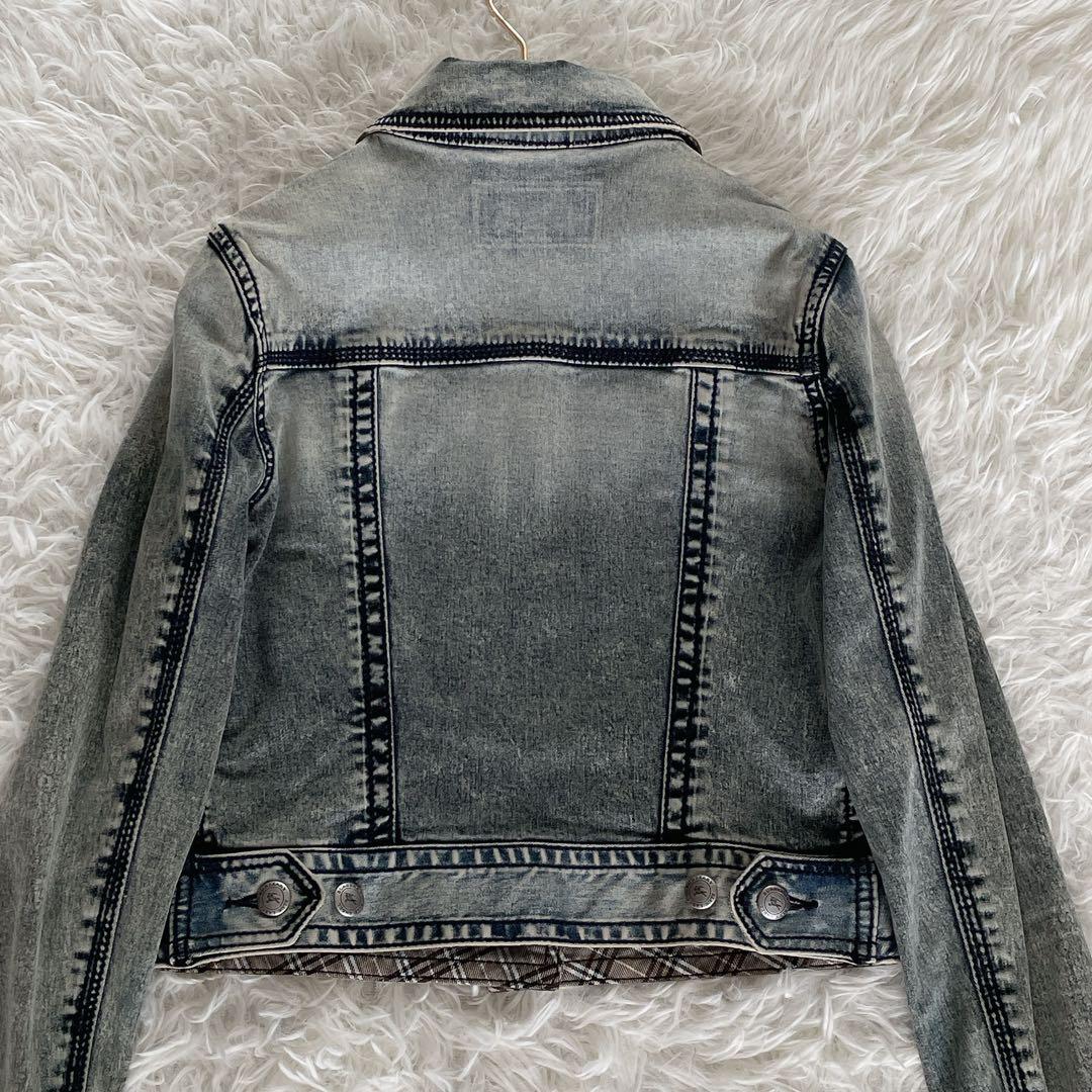 希少✨【バーバリーブルーレーベル】ホースロゴ刺繍デニムジャケット ノバチェック