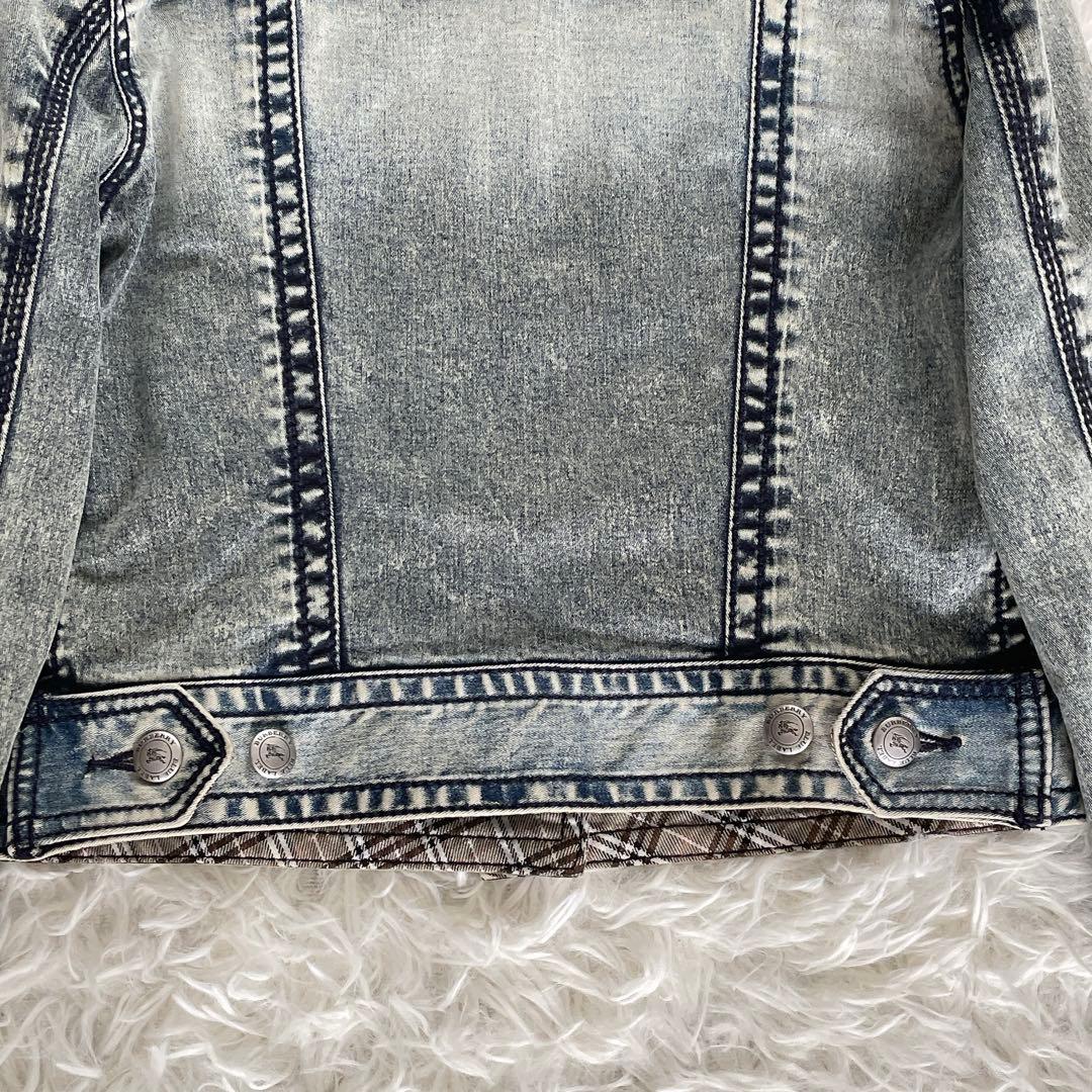 希少✨【バーバリーブルーレーベル】ホースロゴ刺繍デニムジャケット ノバチェック