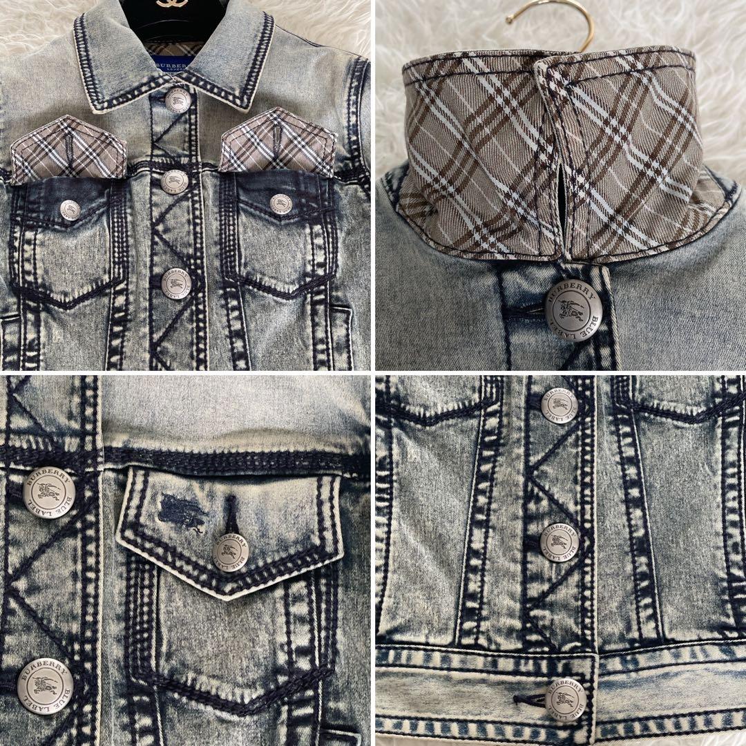 希少✨【バーバリーブルーレーベル】ホースロゴ刺繍デニムジャケット ノバチェック