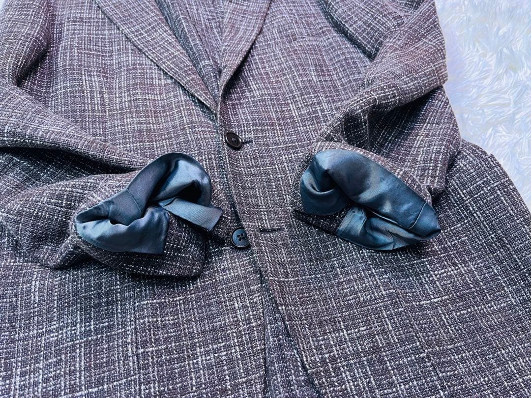 【シルク×リネン】ユニバーサルランゲージ　カノニコ生地　ツイードブレザー　46