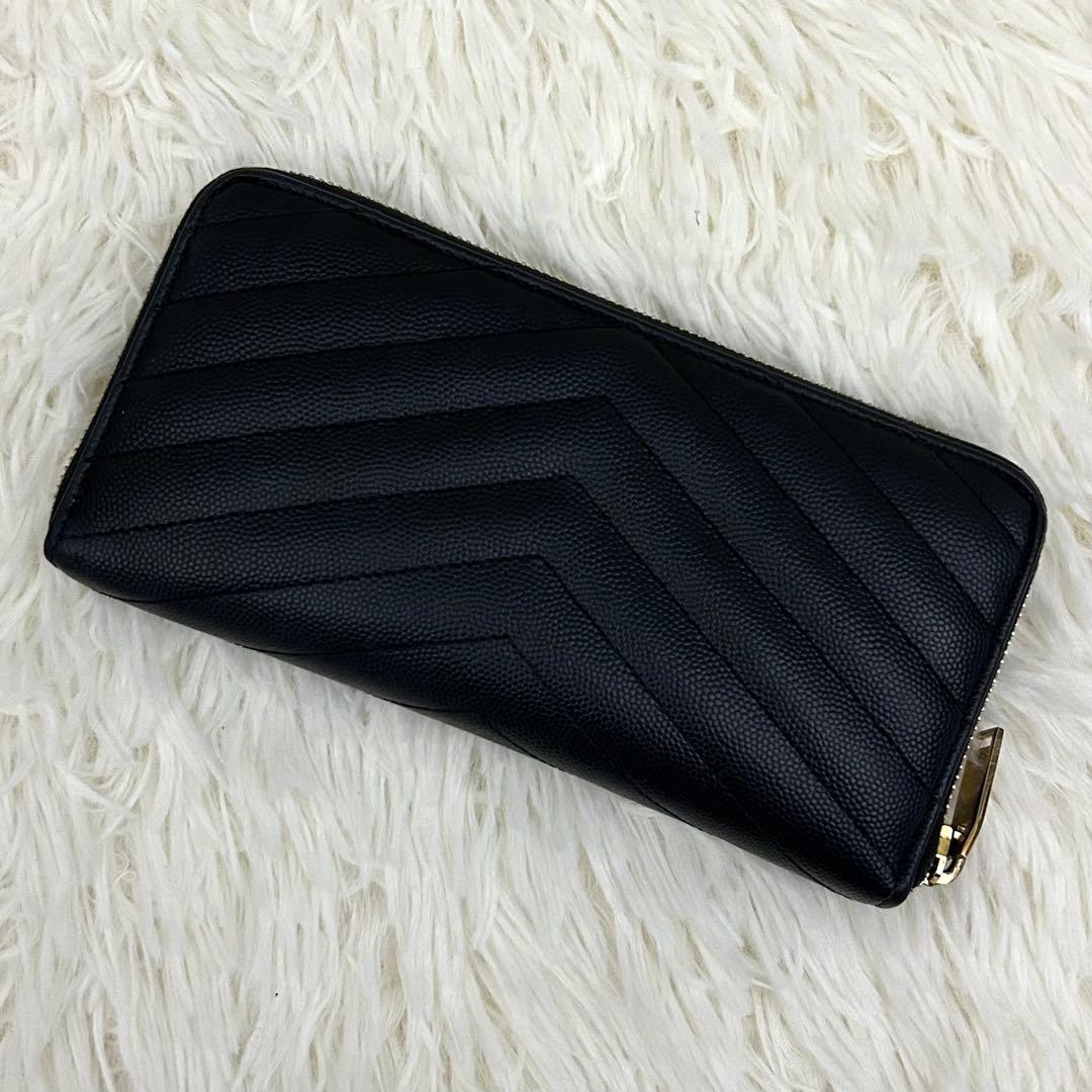 ［美品］SAINT LAURENT ラウンドファスナー カサンドラ 長財布