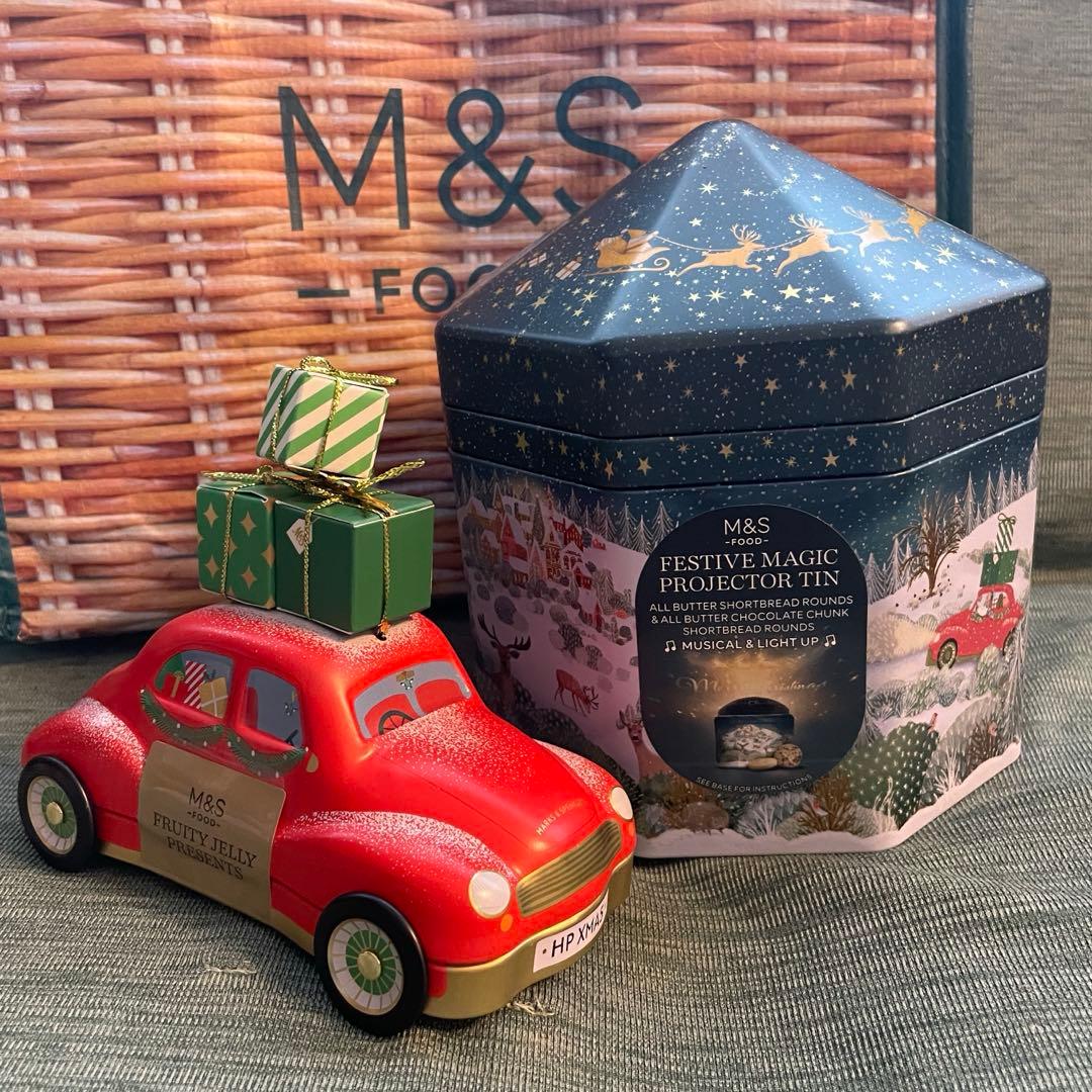 ③M&S プロジェクター缶　ジェリー缶　セット　イギリス　クリスマス