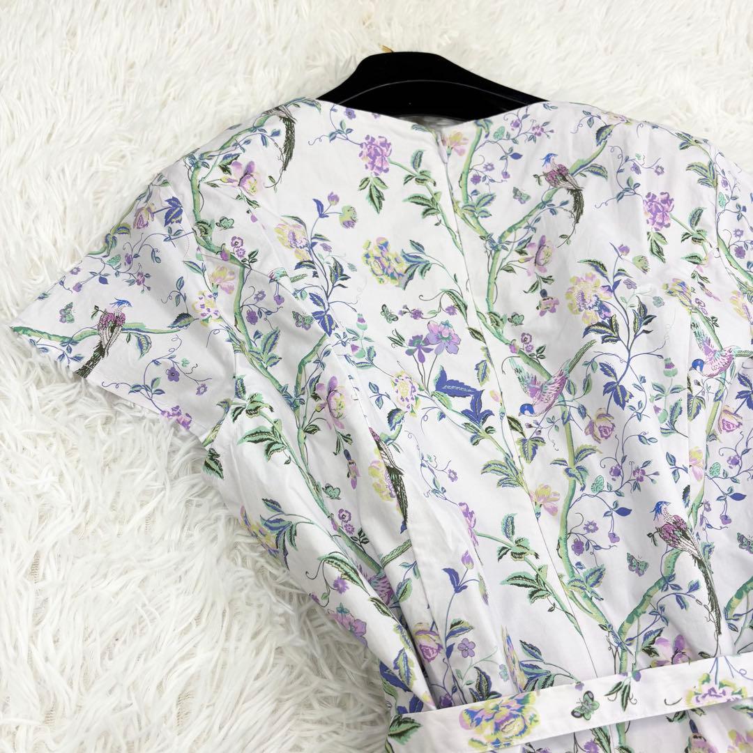 極美品　近年モデル　ローラアシュレイ　ロングワンピース　花柄　ウエストリボン　L