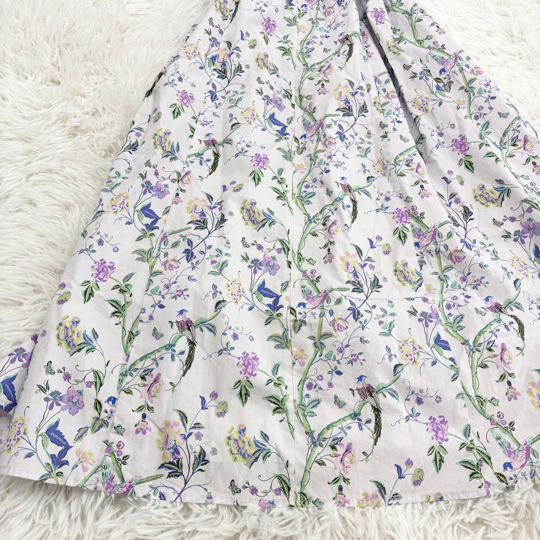 極美品　近年モデル　ローラアシュレイ　ロングワンピース　花柄　ウエストリボン　L