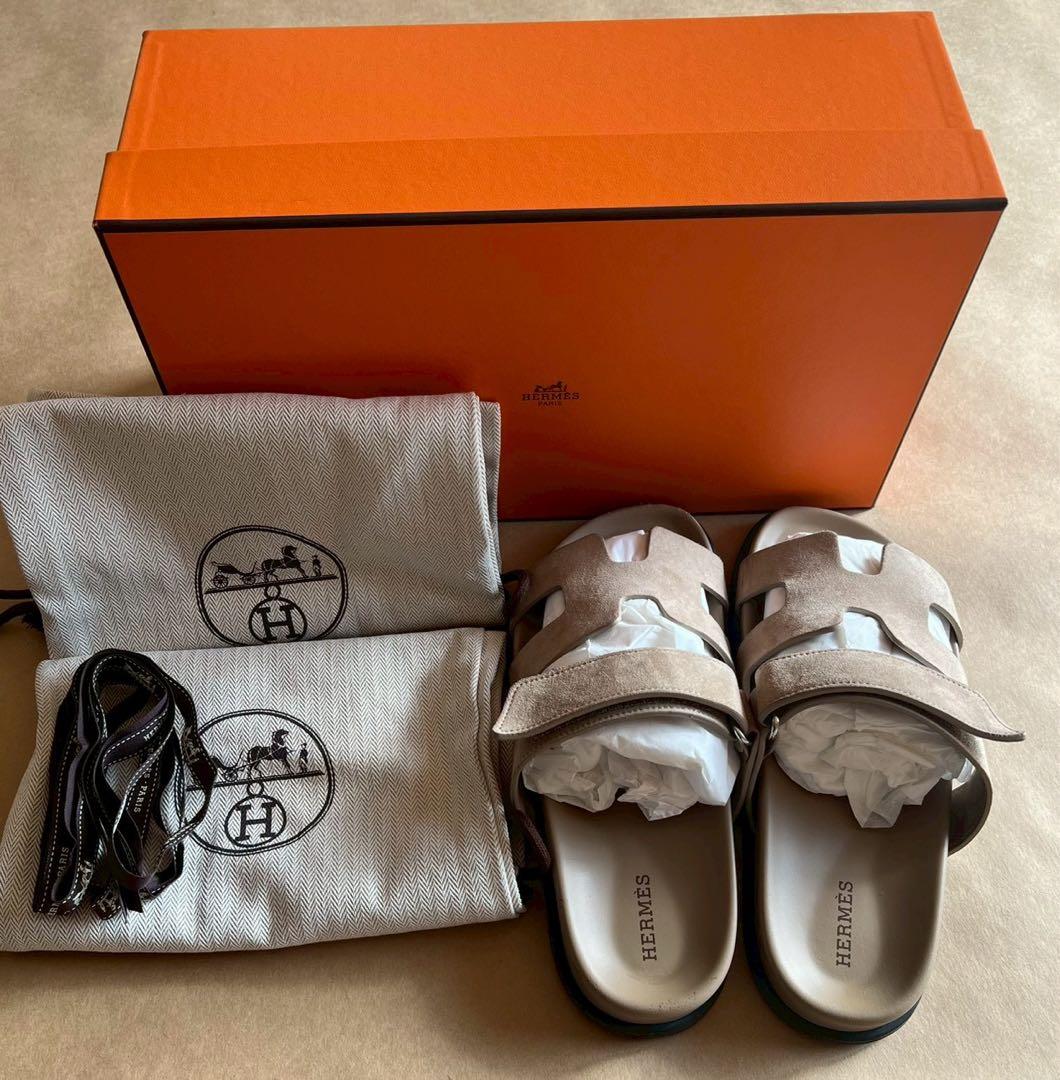 【美品】エルメス HERMES シプレ 37 サンダル ベージュ シェーヴル