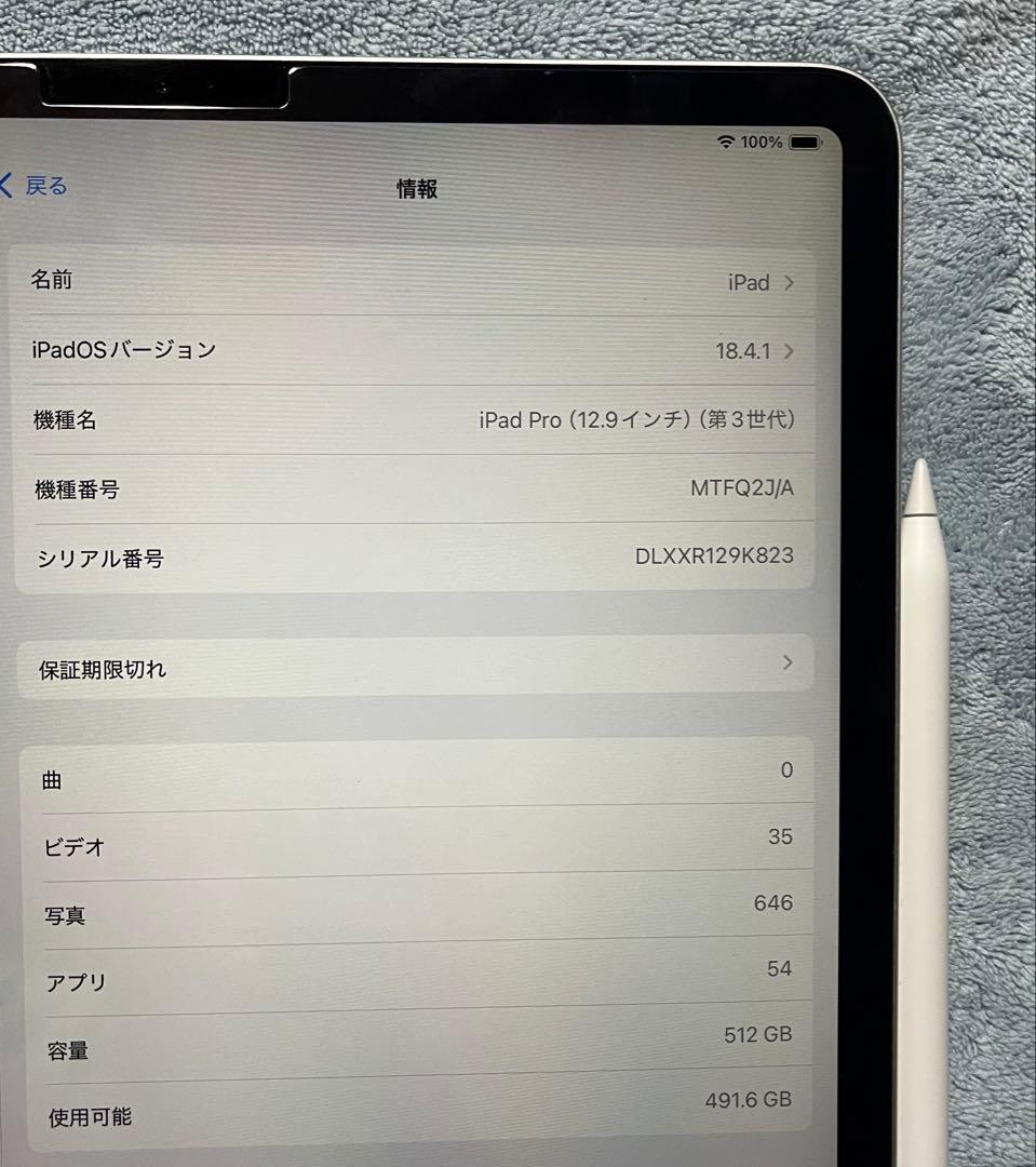 iPadPro (12.9㌅) 第3世代 512GB pencil Folio