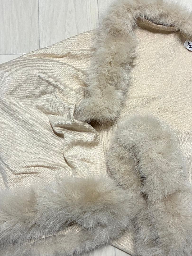 【即日発送】elmyu ファーポンチョカーデ×チェーンワンピset パーティー白