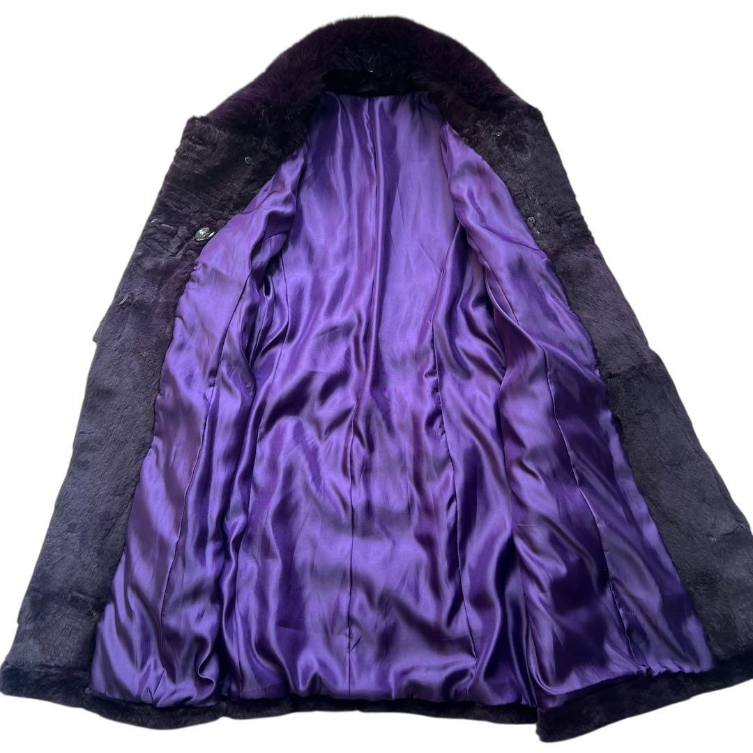 着丈87cm 希少デザイン シェアードミンク パープル ティアード フォックス