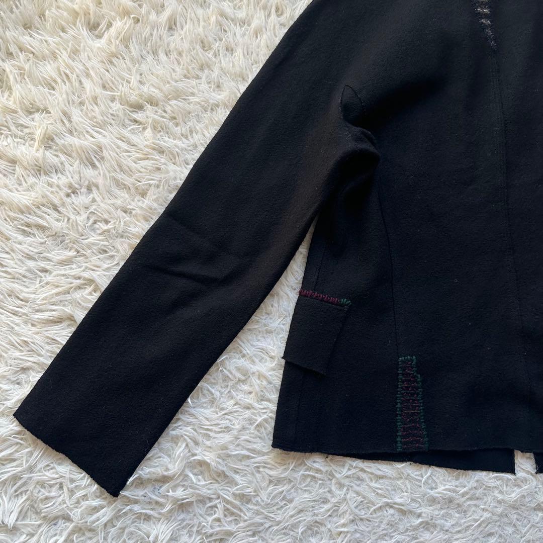 美品✨ヨーガンレール　ジャケットコート　ウール　糸刺繍　黒　ブラック