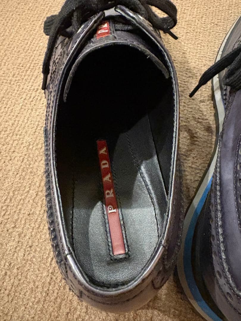 k*o様 ダークブルー レザー ウィングチップ シューズ