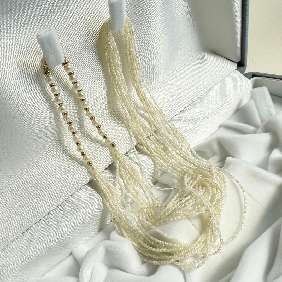 天然真珠10連 あこや 砂ケシ パール 585刻印 k14製 ネックレス