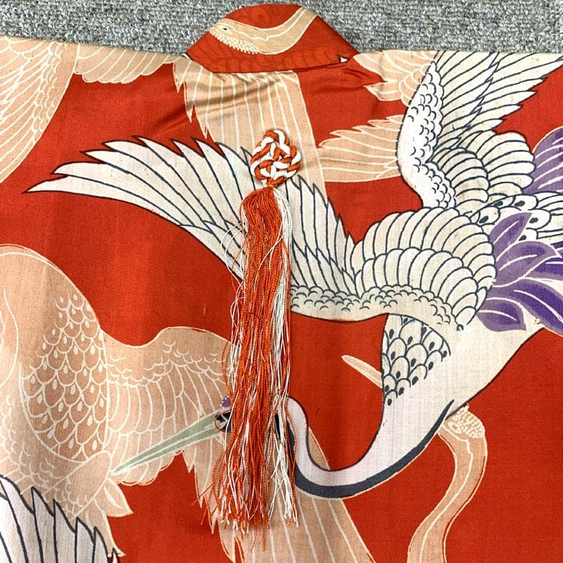 507ax9□お宮参り アンティーク 女児 長襦袢付 七五三にも 鶴□状態良好