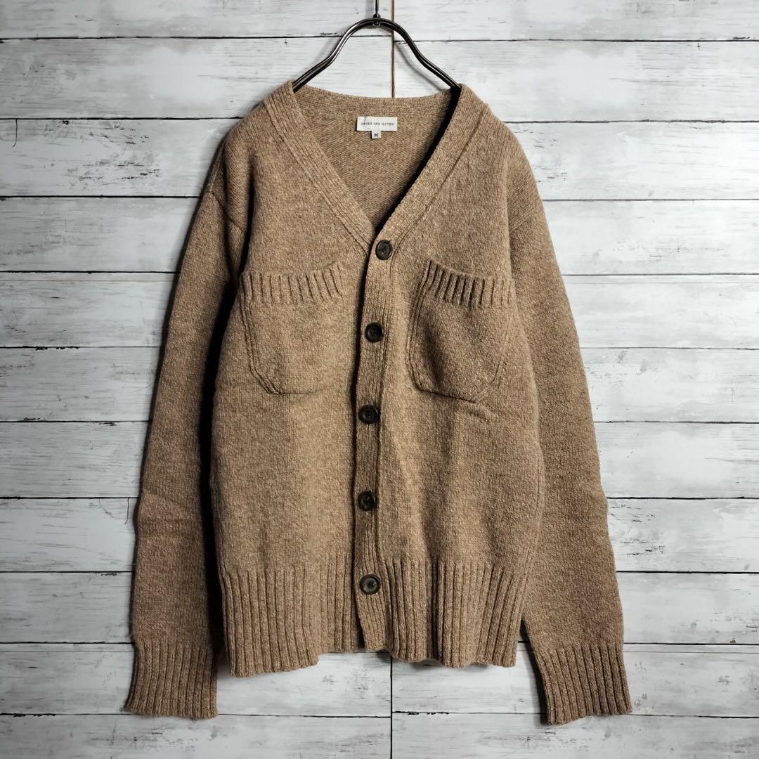 ドリスヴァンノッテン カーディガン ニット ウール ベージュ ローゲージ