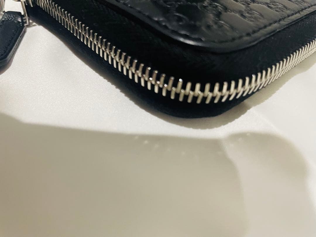 美品✨ グッチ 長財布 ラウンドファスナー マイクロシマ ブラック レザー