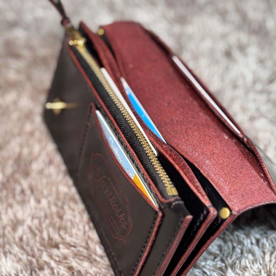 ◎個性派.トラッカーウォレット3層.顔料赤芯.スナップロック.アメカジ◎