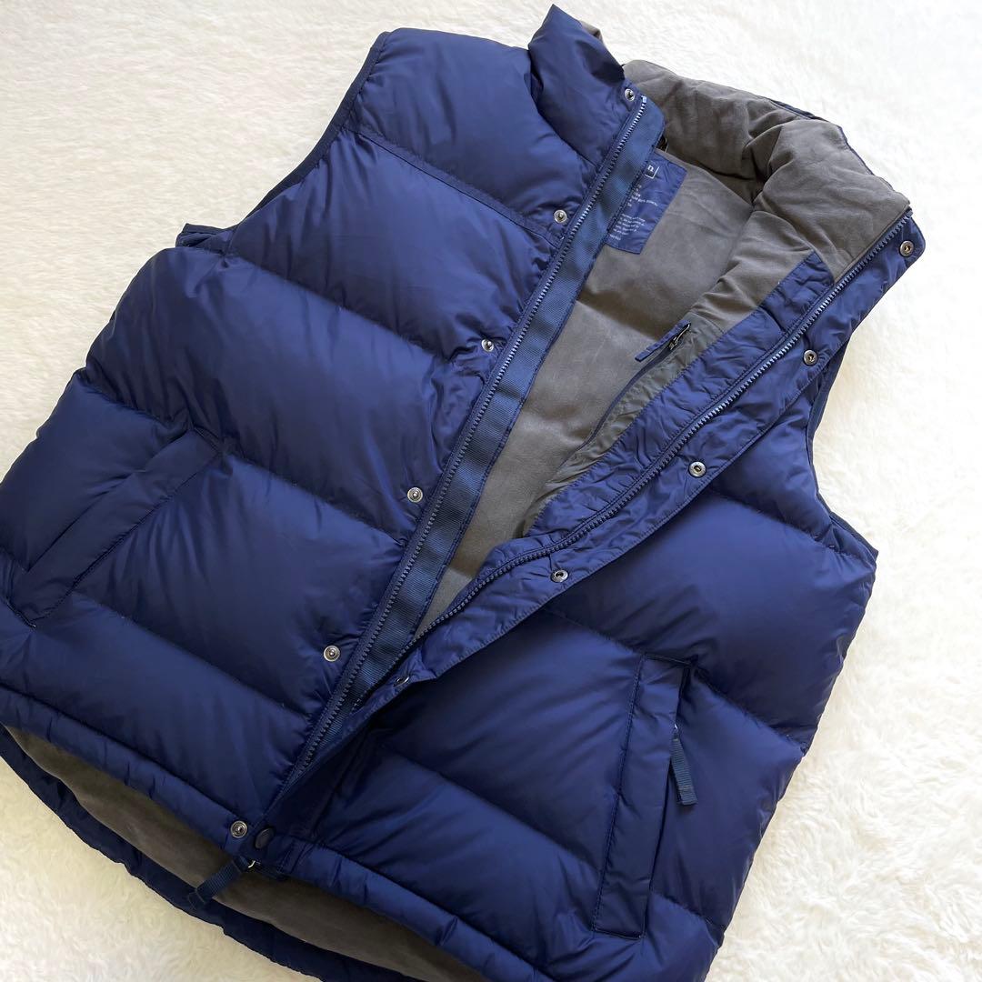 L.L.Bean ダウンベスト 肉厚 ネイビーブルー L 刺繍ロゴ
