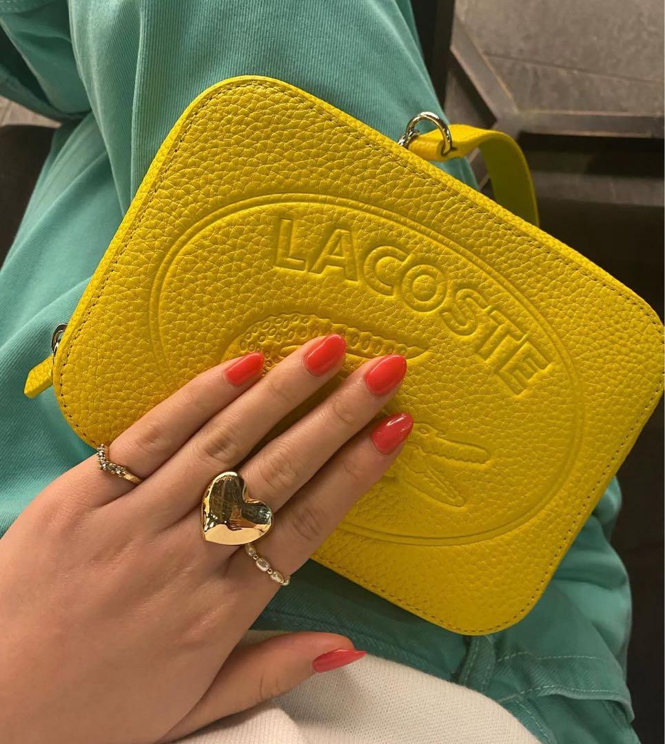 LACOSTE CROCO CREWチェーンハンドル2wayバッグ イエロー