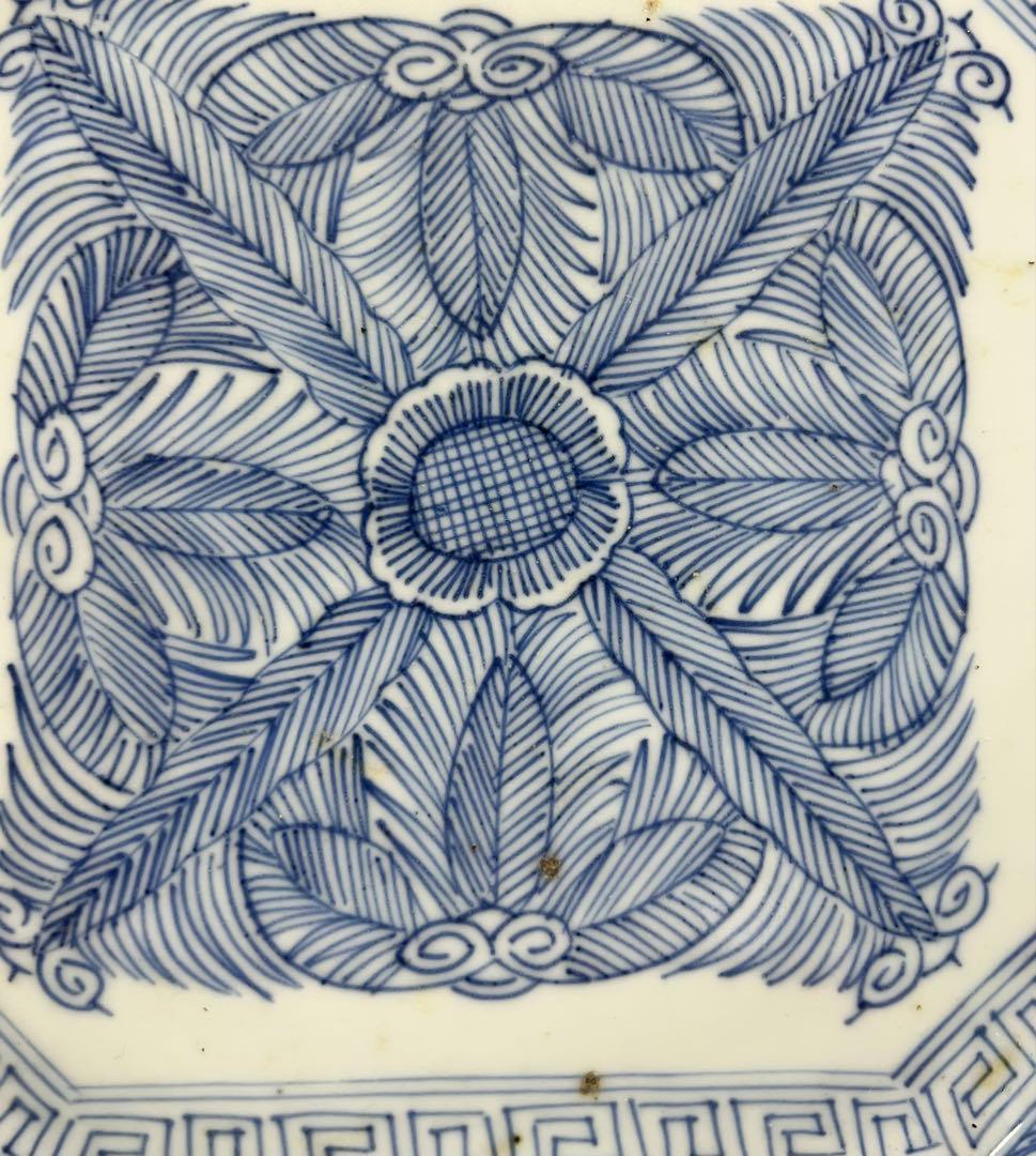 古美術 古伊万里 染付 八角皿 角皿 大皿 飾り皿 古道具