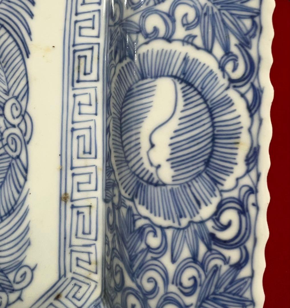 古美術 古伊万里 染付 八角皿 角皿 大皿 飾り皿 古道具