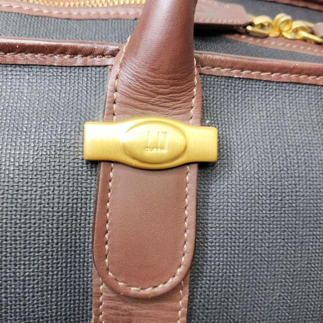 dunhill　ダンヒル　ボストンバッグ　ロゴ PVC　レザー　ゴールド金具