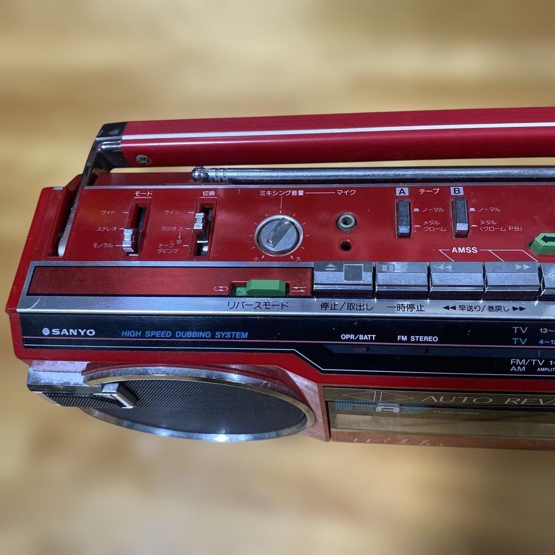 【送料無料】懐かしのダブルカセットプレーヤー サンヨー コンセント付 昭和レトロ