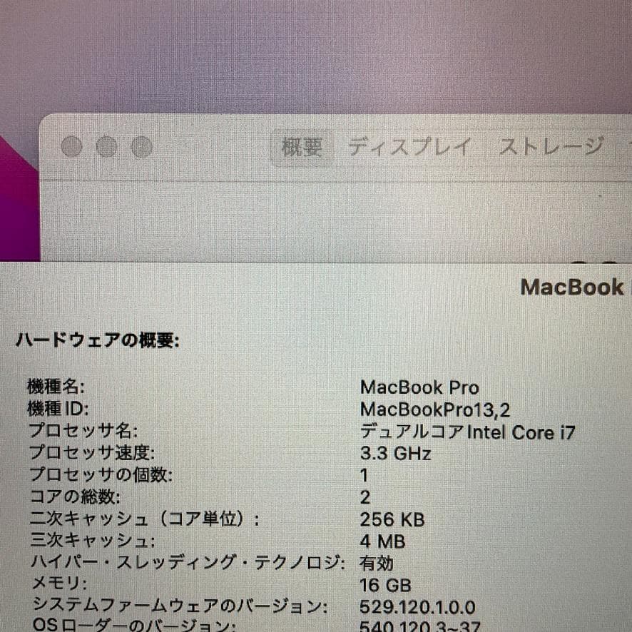 Apple MacBook Pro 13インチ 16GB/1TB/3.3GHz