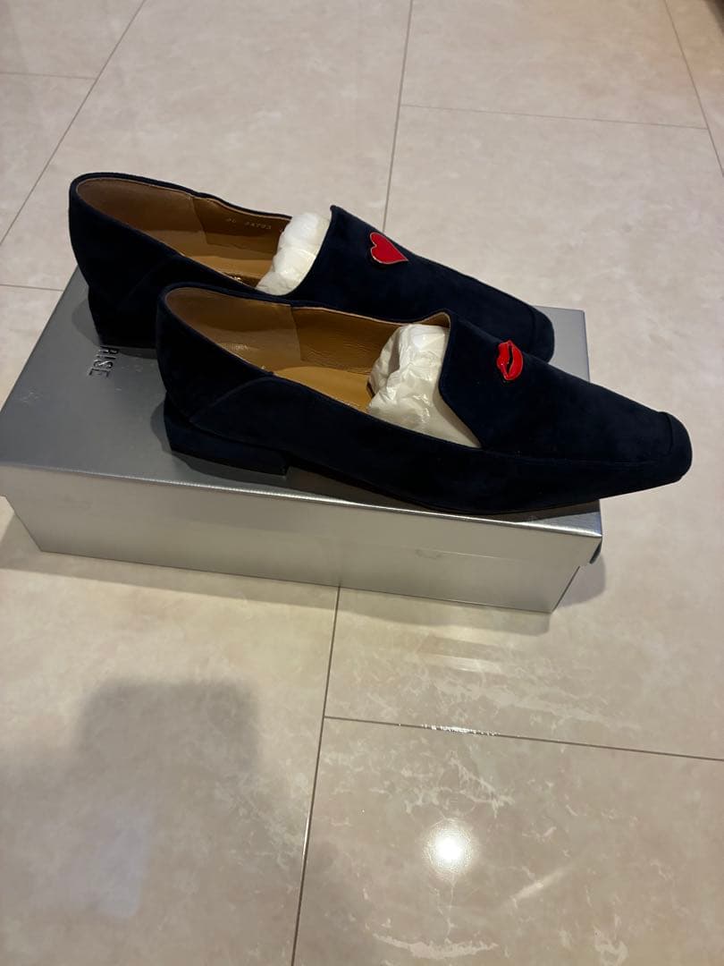 Letalon GRISE ナロースクエアモチーフローファー/ネイビー