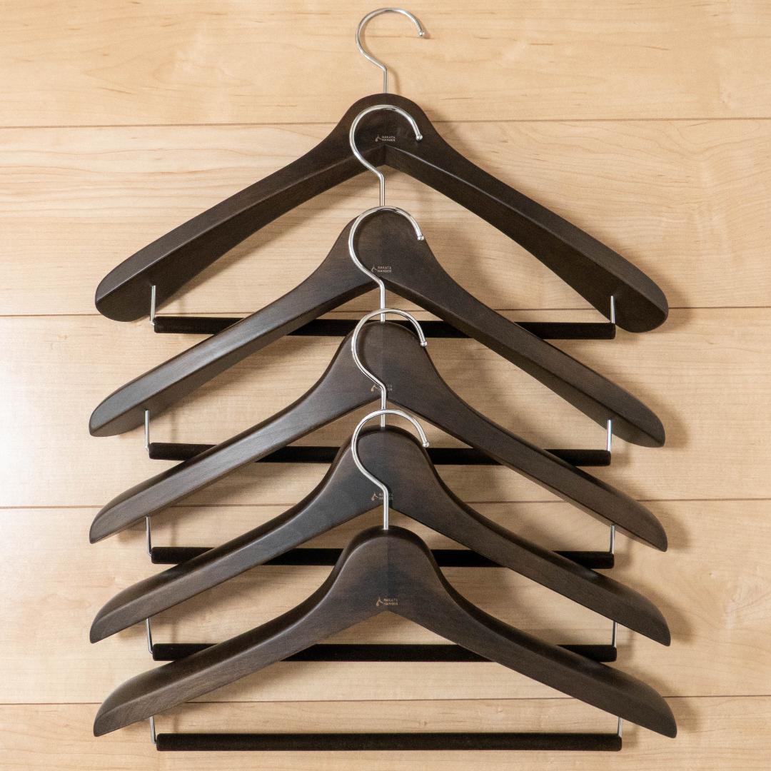 ナカタハンガー SET-01 メンズスーツハンガー5本組 スモークブラウン