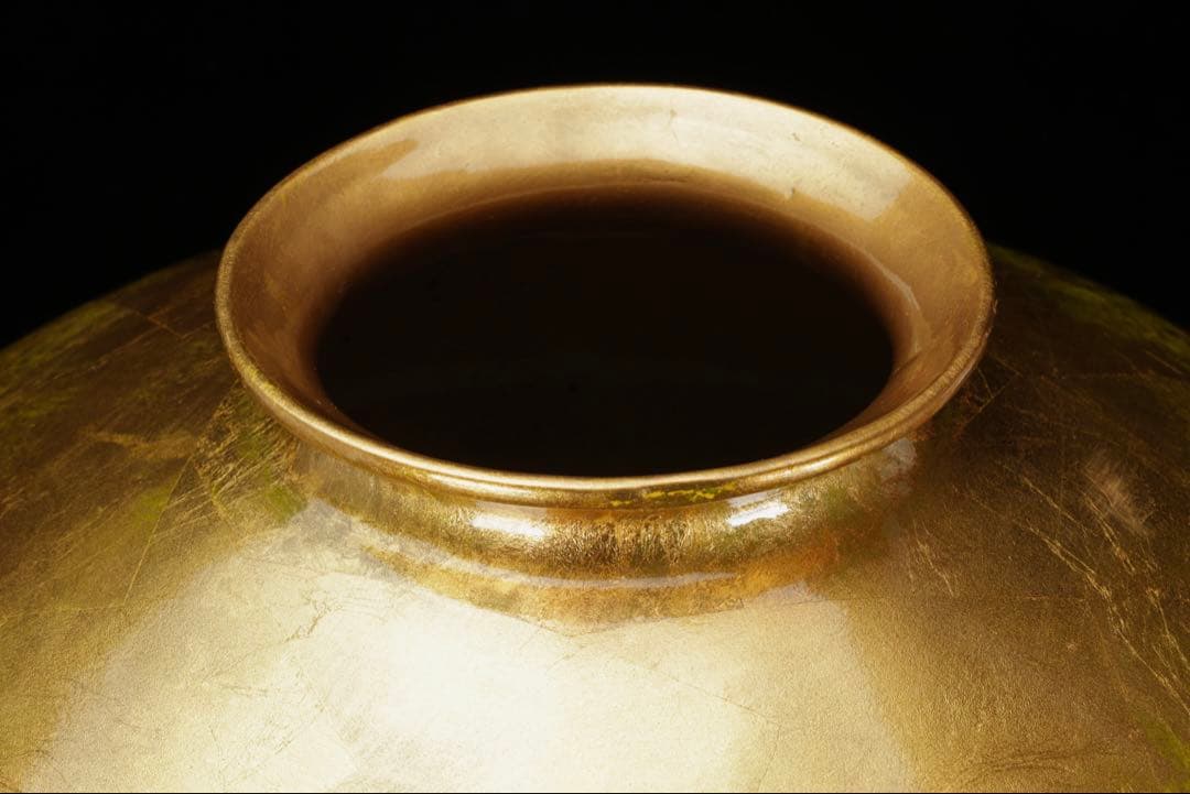 大型 漆塗 金地花瓶 鶴図 秋草文様 高さ62cm 花器 飾壺 古美術品 骨董品