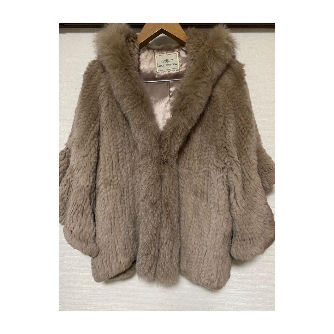 グレースコンチネンタル　ファー　フード　毛皮　コート　フリル袖　ベージュ