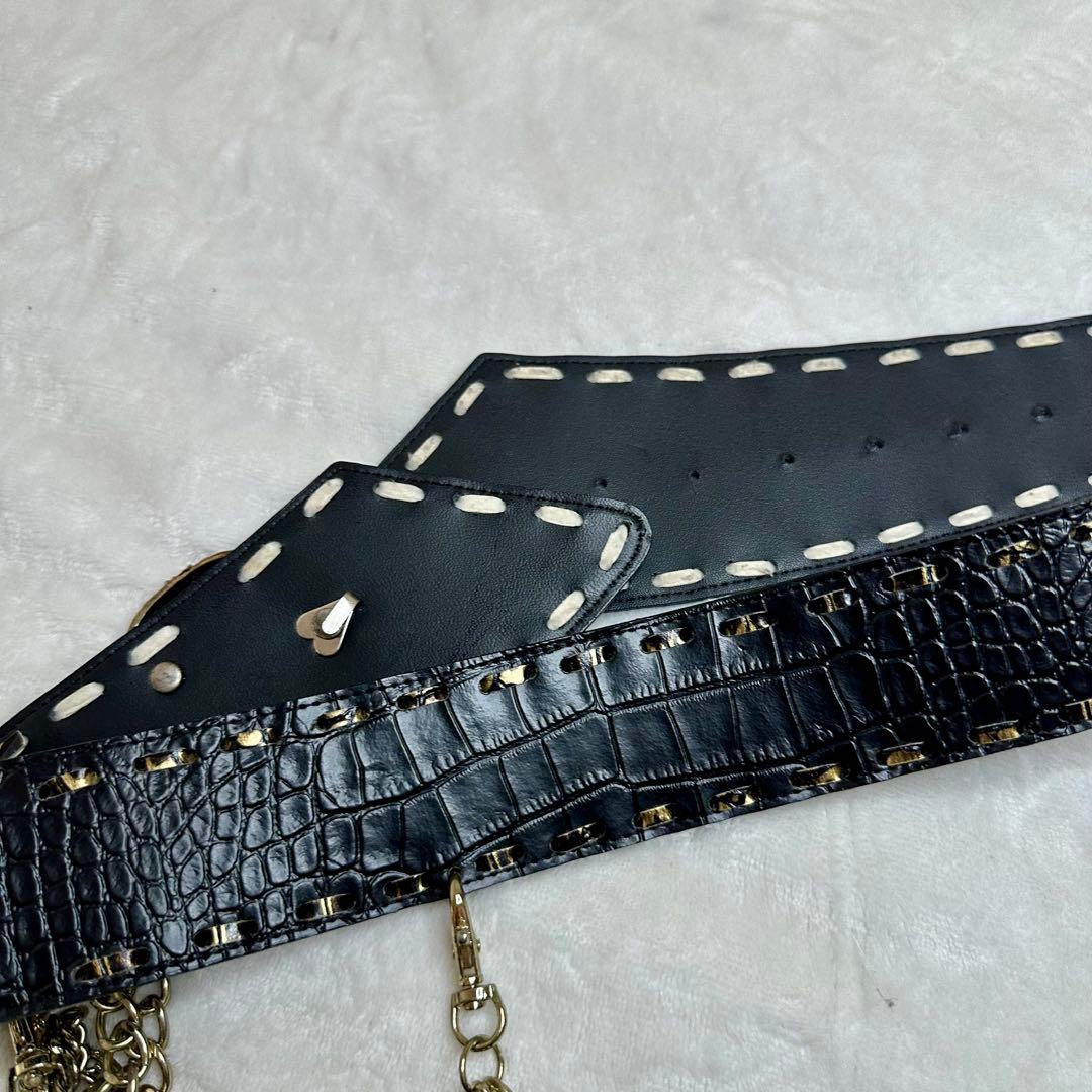 【d.i.a.】ダイヤ スカルバックルロゴベルト クロコ型押し