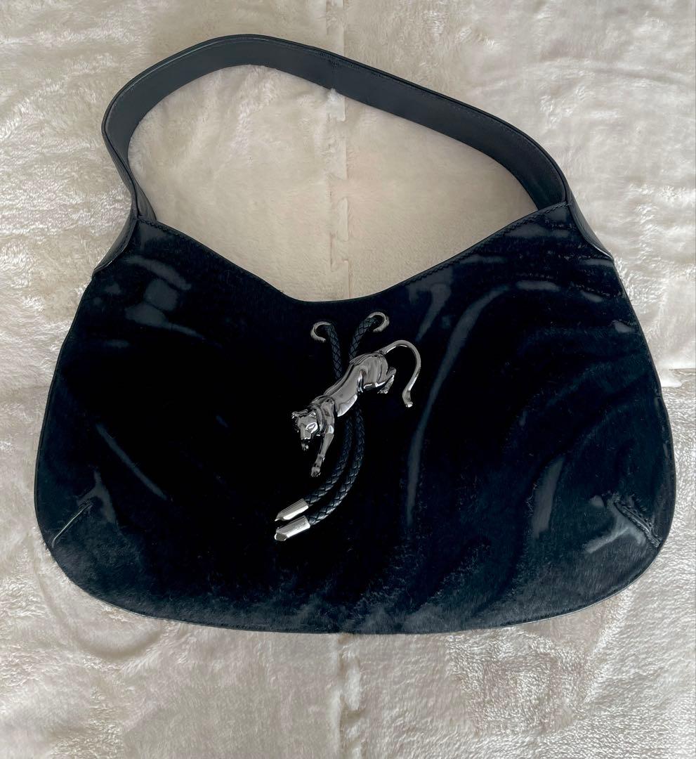 Cartier カルティエ パンテール ワンショルダーバッグ ハラコ ブラック