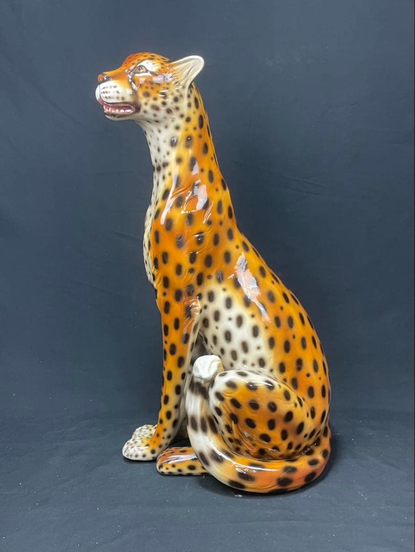 大迫力 特大 チーター 置物 オブジェ 陶器製 高約75㎝ ITALY イタリア