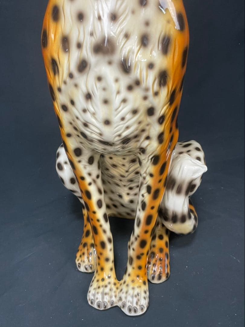 大迫力 特大 チーター 置物 オブジェ 陶器製 高約75㎝ ITALY イタリア