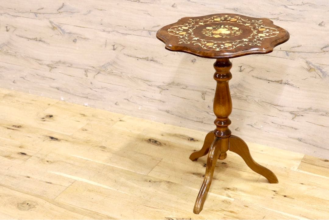 GMIK209○イタリア製 象嵌細工 コンソールテーブル サイドテーブル 花台